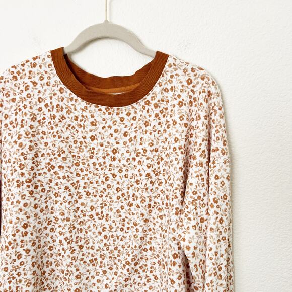 [Lou & Grey] Flower Cozy Cotton Terry Sweatshirt Long Sleeve Crew Neck Sz Medium - Picture 4 of 11